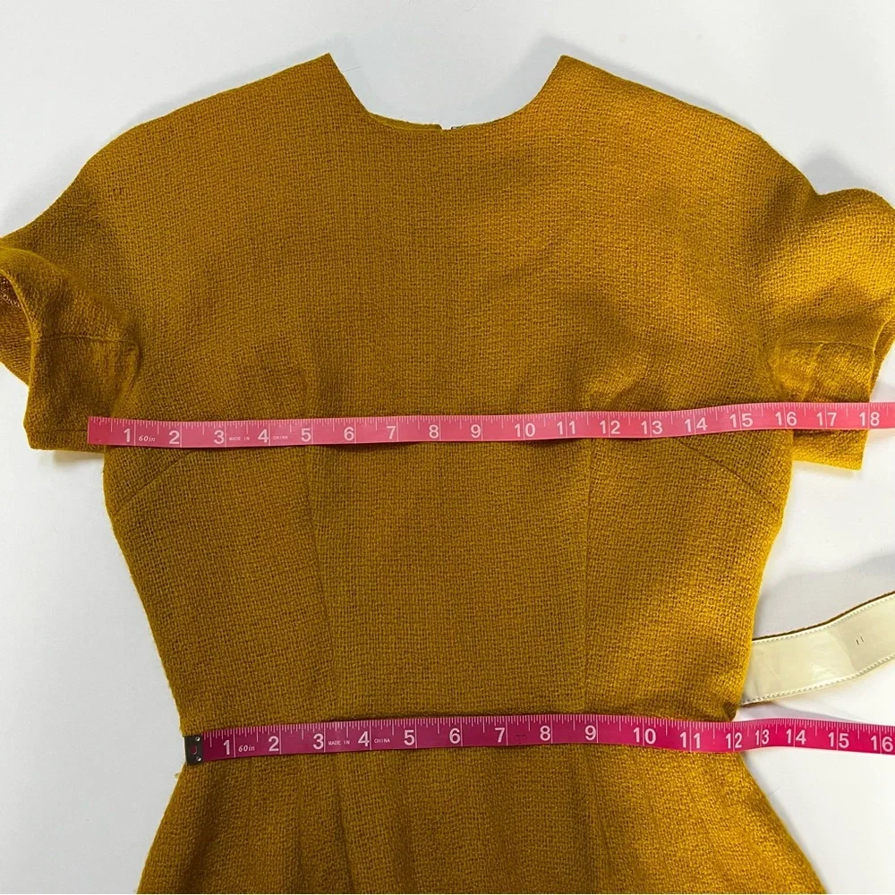 Vintage Chic Mustard Dress and Jacket Ensemble with Matching Belt - Picture 13 of 16